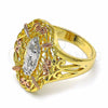 Oro Laminado Elegant Ring, Gold Filled Style Guadalupe Design, Polished, Tricolor, 01.253.0018.09 (Size 9)