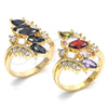 Oro Laminado Multi Stone Ring, Gold Filled Style with Black and White Cubic Zirconia, Polished, Golden Finish, 01.283.0008.07 (Size 7)