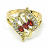 Oro Laminado Multi Stone Ring, Gold Filled Style with Garnet and White Cubic Zirconia, Polished, Golden Finish, 01.283.0011.07 (Size 7)