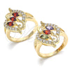 Oro Laminado Multi Stone Ring, Gold Filled Style with Garnet and White Cubic Zirconia, Polished, Golden Finish, 01.283.0011.08 (Size 8)