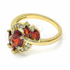 Oro Laminado Multi Stone Ring, Gold Filled Style with Garnet and White Cubic Zirconia, Polished, Golden Finish, 01.283.0014.07 (Size 7)