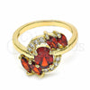 Oro Laminado Multi Stone Ring, Gold Filled Style with Garnet and White Cubic Zirconia, Polished, Golden Finish, 01.283.0014.08 (Size 8)