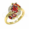Oro Laminado Multi Stone Ring, Gold Filled Style with Garnet and White Cubic Zirconia, Polished, Golden Finish, 01.283.0014.08 (Size 8)