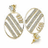 Oro Laminado Long Earring, Gold Filled Style with White Cubic Zirconia and White Crystal, Polished, Golden Finish, 02.268.0088