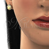 Oro Laminado Stud Earring, Gold Filled Style with White Cubic Zirconia, Polished, Golden Finish, 02.344.0035