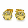Oro Laminado Stud Earring, Gold Filled Style with White Cubic Zirconia, Polished, Golden Finish, 02.344.0035