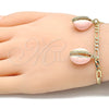 Oro Laminado Charm Bracelet, Gold Filled Style Shell Design, Pink Enamel Finish, Golden Finish, 03.63.2093.1.08 (04 MM Thickness, 8 Inches Length)