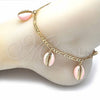 Oro Laminado Charm Anklet , Gold Filled Style Pink Enamel Finish, Golden Finish, 03.63.2093.1.10 (04 MM Thickness, 10 Inches Length)