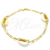 Oro Laminado Fancy Anklet, Gold Filled Style Shell Design, Polished, Golden Finish, 03.63.2083.10 (04 MM Thickness, 10 Inches Length)
