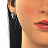 Sterling Silver Huggie Hoop, Teardrop Design, with Multicolor Cubic Zirconia, Polished, Rhodium Finish, 02.332.0054.12