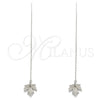 Sterling Silver Threader Earring, Leaf Design, Polished, Rhodium Finish, 02.366.0008