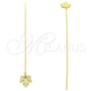 Sterling Silver Threader Earring, Leaf Design, Polished, Golden Finish, 02.366.0008.1