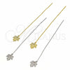 Sterling Silver Threader Earring, Leaf Design, Polished, Golden Finish, 02.366.0008.1