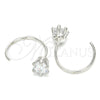 Sterling Silver Stud Earring, Flower Design, with White Cubic Zirconia, Polished, Rhodium Finish, 02.366.0016