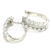 Sterling Silver Huggie Hoop, Evil Eye Design, with White Cubic Zirconia, Polished, Rhodium Finish, 02.186.0188.15