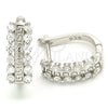Sterling Silver Huggie Hoop, Evil Eye Design, with White Cubic Zirconia, Polished, Rhodium Finish, 02.186.0188.15