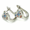 Sterling Silver Huggie Hoop, Heart Design, with Multicolor Micro Pave, Polished, Rhodium Finish, 02.186.0192.12