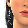 Sterling Silver Long Earring, Star Design, Polished, Rhodium Finish, 02.367.0002