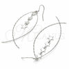 Sterling Silver Long Earring, Star Design, Polished, Rhodium Finish, 02.367.0002