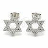 Sterling Silver Stud Earring, with White Cubic Zirconia, Polished, Rhodium Finish, 02.367.0006