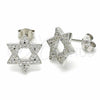 Sterling Silver Stud Earring, with White Cubic Zirconia, Polished, Rhodium Finish, 02.367.0006