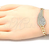 Oro Laminado Fancy Bracelet, Gold Filled Style with White Crystal, Polished, Golden Finish, 03.351.0057.07 (05 MM Thickness, 7 Inches Length)