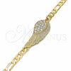 Oro Laminado Fancy Bracelet, Gold Filled Style with White Crystal, Polished, Golden Finish, 03.351.0057.07 (05 MM Thickness, 7 Inches Length)