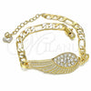 Oro Laminado Fancy Bracelet, Gold Filled Style with White Crystal, Polished, Golden Finish, 03.351.0057.07 (05 MM Thickness, 7 Inches Length)