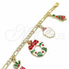 Oro Laminado Charm Bracelet, Gold Filled Style Tree and Star Design, Multicolor Enamel Finish, Golden Finish, 03.351.0059.07 (05 MM Thickness, 7 Inches Length)