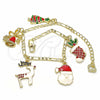 Oro Laminado Charm Bracelet, Gold Filled Style Tree and Star Design, Multicolor Enamel Finish, Golden Finish, 03.351.0060.07 (03 MM Thickness, 7 Inches Length)