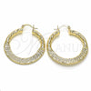 Oro Laminado Medium Hoop, Gold Filled Style Hollow Design, Diamond Cutting Finish, Golden Finish, 02.170.0289.35