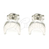 Sterling Silver Stud Earring, Moon Design, Polished, Rhodium Finish, 02.369.0026