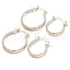 Oro Laminado Small Hoop, Gold Filled Style Diamond Cutting Finish, Tricolor, 02.96.0086.2.20