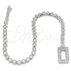 Sterling Silver Fancy Bracelet, with White Cubic Zirconia, Polished, Rhodium Finish, 03.286.0001.08 (04 MM Thickness, 8 Inches Length)
