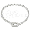 Sterling Silver Fancy Bracelet, with White Cubic Zirconia, Polished, Rhodium Finish, 03.286.0001.08 (04 MM Thickness, 8 Inches Length)