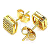 Oro Laminado Stud Earring, Gold Filled Style with White Cubic Zirconia, Polished, Golden Finish, 02.344.0046