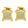 Oro Laminado Stud Earring, Gold Filled Style with White Micro Pave, Polished, Golden Finish, 02.342.0032