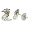 Rhodium Plated Stud Earring, with Multicolor Micro Pave, Polished, Rhodium Finish, 02.233.0014.1