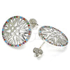 Rhodium Plated Stud Earring, with Multicolor Micro Pave, Polished, Rhodium Finish, 02.233.0018.3
