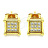 Oro Laminado Stud Earring, Gold Filled Style with White Cubic Zirconia, Polished, Golden Finish, 02.342.0039