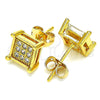 Oro Laminado Stud Earring, Gold Filled Style with White Cubic Zirconia, Polished, Golden Finish, 02.342.0039