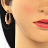 Oro Laminado Medium Hoop, Gold Filled Style Bamboo and Hollow Design, Polished, Golden Finish, 02.60.0149.30