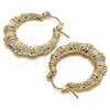 Oro Laminado Medium Hoop, Gold Filled Style Bamboo and Hollow Design, Polished, Golden Finish, 02.60.0149.30