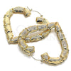 Oro Laminado Extra Large Hoop, Gold Filled Style Heart and Bamboo Design, Polished, Golden Finish, 02.60.0150.75