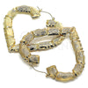 Oro Laminado Extra Large Hoop, Gold Filled Style Heart and Bamboo Design, Polished, Golden Finish, 02.60.0150.85
