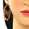 Oro Laminado Large Hoop, Gold Filled Style Nameplate and Bamboo Design, Polished, Golden Finish, 02.60.0152.55