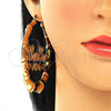 Oro Laminado Extra Large Hoop, Gold Filled Style Nameplate and Bamboo Design, Polished, Golden Finish, 02.60.0152.75