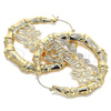 Oro Laminado Extra Large Hoop, Gold Filled Style Nameplate and Bamboo Design, Polished, Golden Finish, 02.60.0152.75