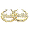 Oro Laminado Extra Large Hoop, Gold Filled Style Nameplate and Bamboo Design, Polished, Golden Finish, 02.60.0152.75