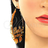 Oro Laminado Extra Large Hoop, Gold Filled Style Nameplate and Bamboo Design, Polished, Golden Finish, 02.60.0152.85